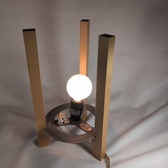 IKEA Porfylit Vintage Rocket Tripod Table Lamp White Glass Beige Wood 90s Retro - Picture 13 of 16